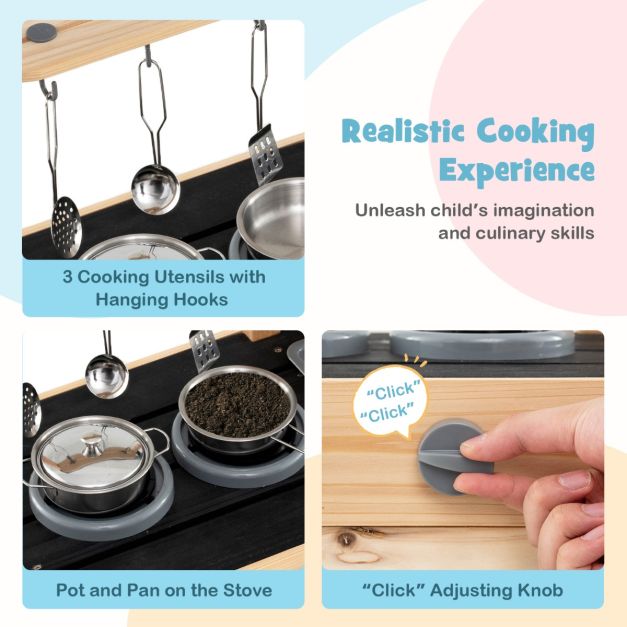 Cuisine pour enfants Coast avec 2 éviers amovibles, cuisinière et ustensiles de cuisine Cuisine d'extérieur pour enfants