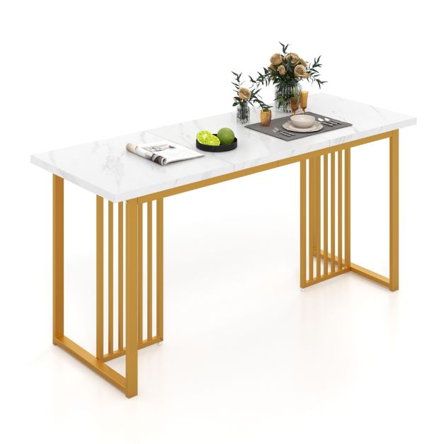 table de salle à manger costway - 6-8 pers - rectangulaire - 160 CM