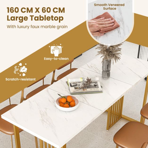 table de salle à manger costway - 6-8 pers - rectangulaire - 160 CM