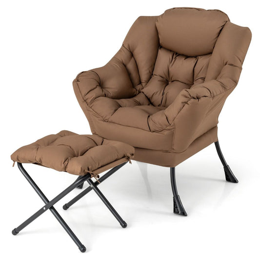 Coast Armchair with Stool - Relax Chair with Armrests & Footrest - Lounge Chair Television Chair Ear Chair - Brown - 75x81x94,5 cm | Stool 42x42x48 cm