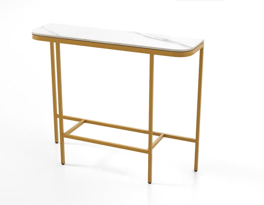 Coast Sidetable White/Gold - Table console moderne avec plateau en marbre - 110 x 30 x 91 cm
