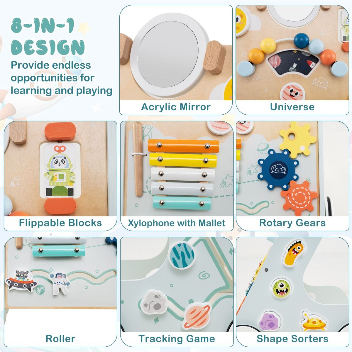 Poussette coast Baby - Vert - 35 x 33 x 47 cm - Centre d'activités 8 en 1