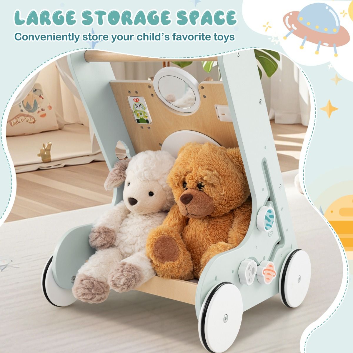 Poussette coast Baby - Vert - 35 x 33 x 47 cm - Centre d'activités 8 en 1