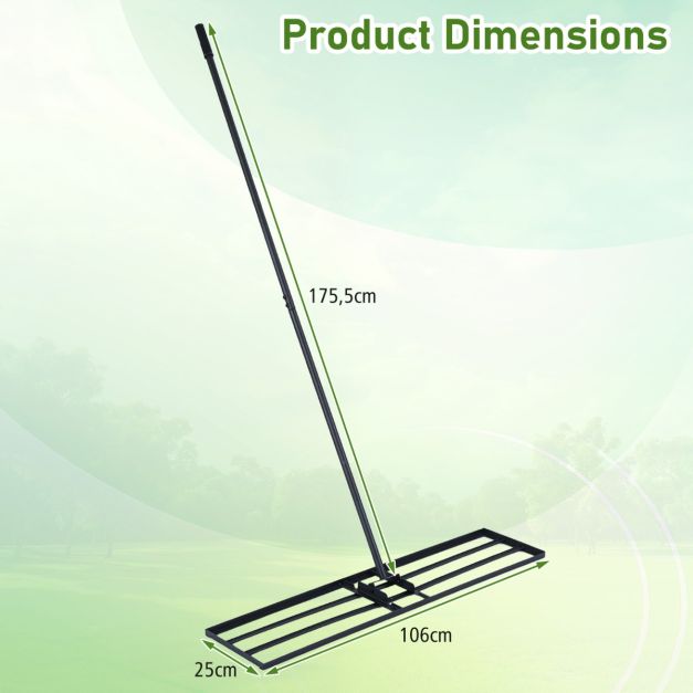 Coast Levelling Rake Black/Silver - Râteau niveleur ergonomique pour pelouse - 106 x 25 cm