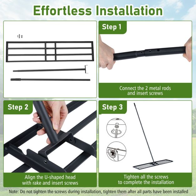 Coast Levelling Rake Black/Silver - Râteau niveleur ergonomique pour pelouse - 106 x 25 cm
