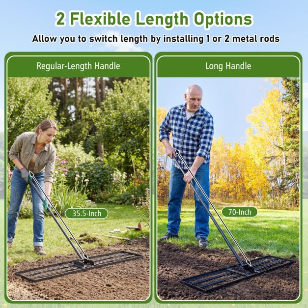 Coast Levelling Rake Black/Silver - Râteau niveleur ergonomique pour pelouse - 106 x 25 cm