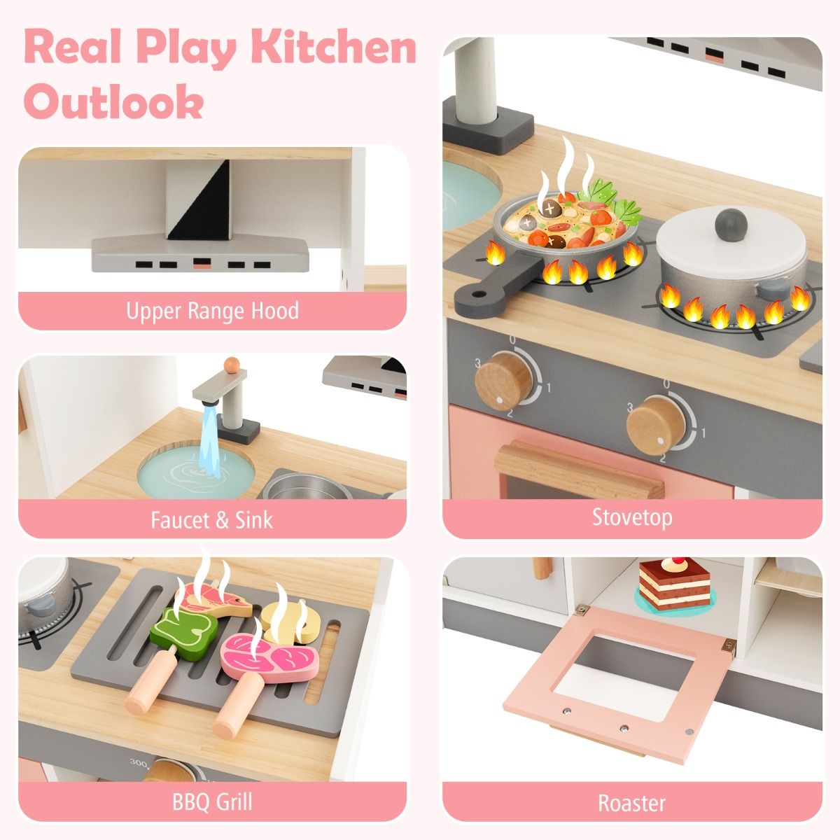 Coast Play kitchen for children - Accessoires inclus - 90 x 24 x 65 cm