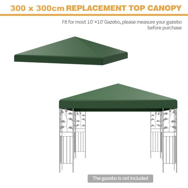 Coast Canopy Cover Garden Pavilion - 300 x 300 cm - Imperméable - Résistant aux UV - 160 g/m² polyester - Fermeture velcro - Beige/vert/rouge vin