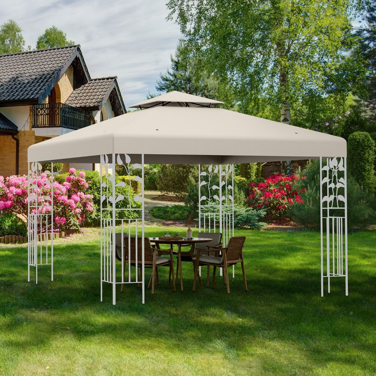 Coast Replacement Roof - Résistant aux intempéries - 3x3 M - Avec trous de drainage et attaches Velcro - Beige