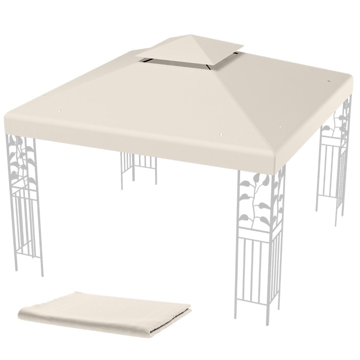 Coast Replacement Roof - Résistant aux intempéries - 3x3 M - Avec trous de drainage et attaches Velcro - Beige