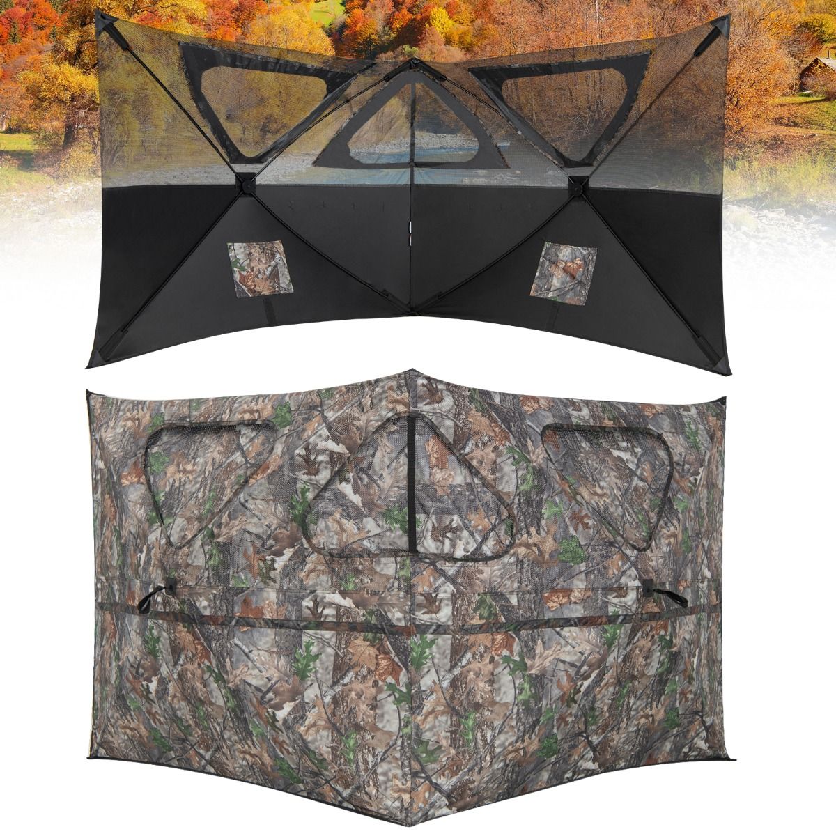Coast Hunting Lodge Portable avec fenêtre - 148 x 113 cm - Camouflage