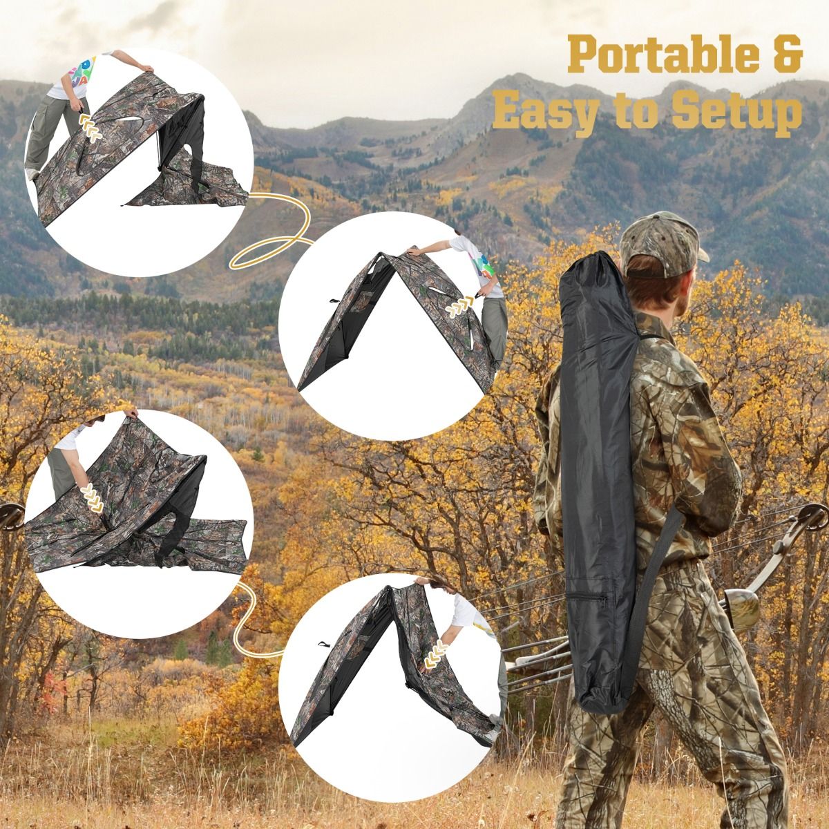 Coast Hunting Lodge Portable avec fenêtre - 148 x 113 cm - Camouflage
