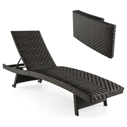 Chaise de jardin Coast - rembourrée - 5 niveaux - roulettes arrière - 195 x 61 x 38-97 cm - noire