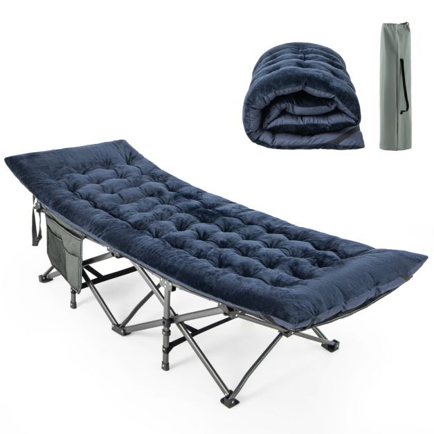 Coast Field Bed - Polyester & Coton - 190 x 70 x 7 cm - Bleu