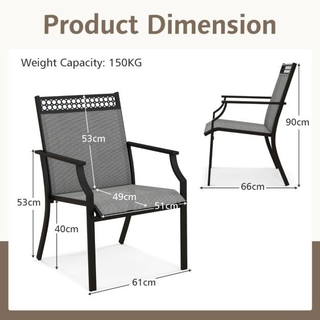 Chaises de jardin Coast - Lot de 2 - Noir - 66x61x90cm