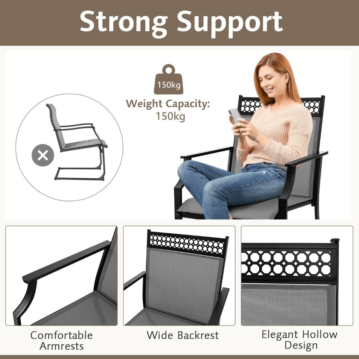 Chaises de jardin Coast - Lot de 2 - Noir - 66x61x90cm