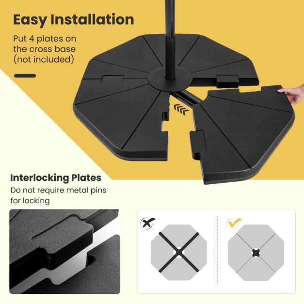 Base de parasol Coast - 4 places - rechargeable - 116 x 110 x 7 cm - noir