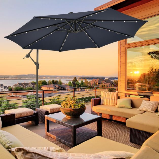 Coast Parasol flottant avec éclairage LED - Sacs de sable inclus - Ø3m - Bleu