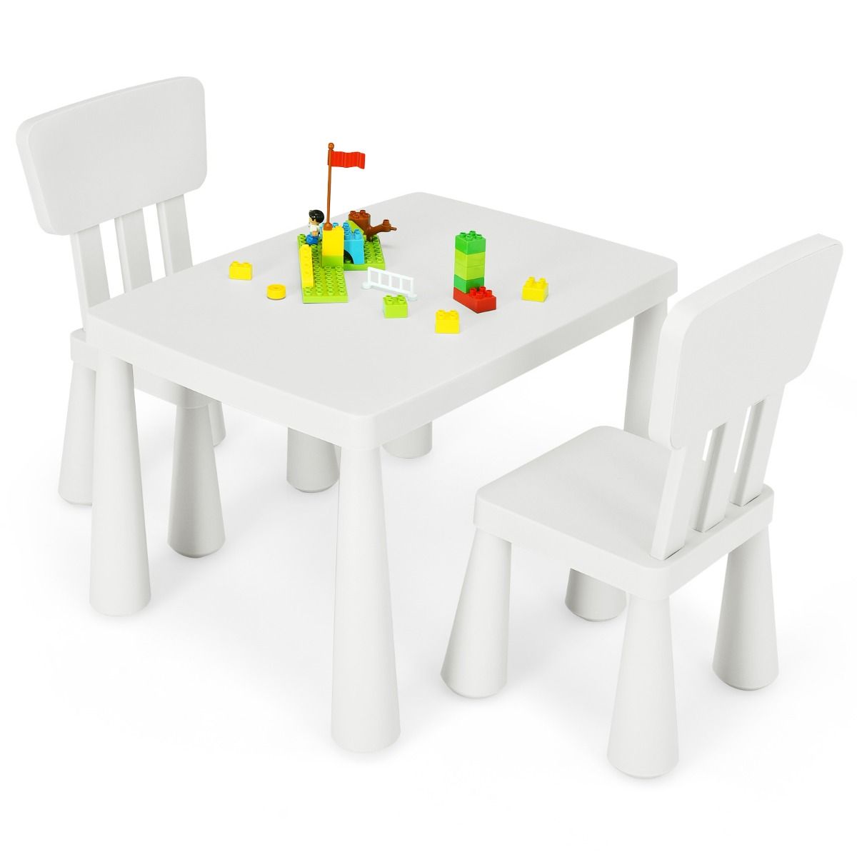 Coast 3-Piece Children's Table Set - 1 Table avec 2 Chaises - 76.5 x 54.5 x 49.5 cm - Polypropylène - Blanc