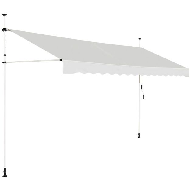 Parasol rétractable Coast 300x125 cm - Beige, Hauteur 200-300 cm, Imperméable et résistant aux UV