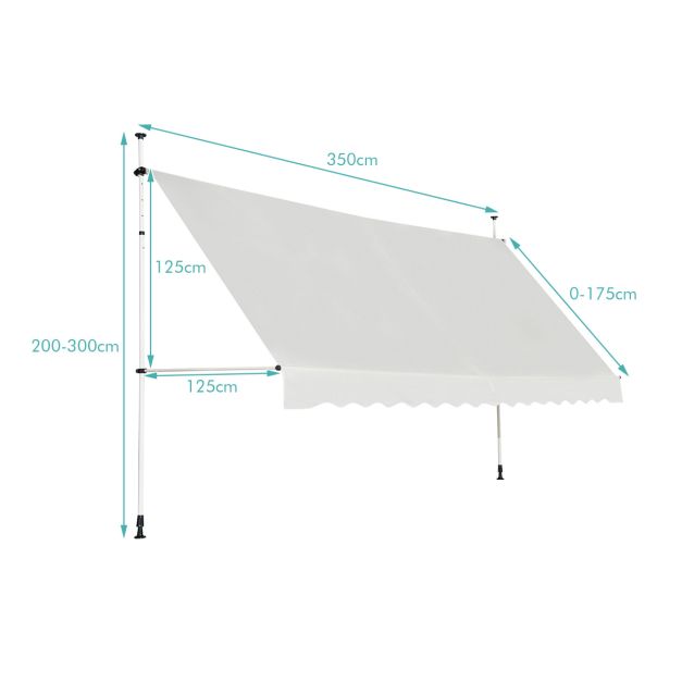 Parasol rétractable Coast 300x125 cm - Beige, Hauteur 200-300 cm, Imperméable et résistant aux UV