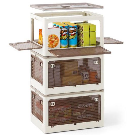 Coastway 3 bacs de rangement empilables - 132L - Blanc crème - 51,5 x 36,5 x 30 cm (par bac)