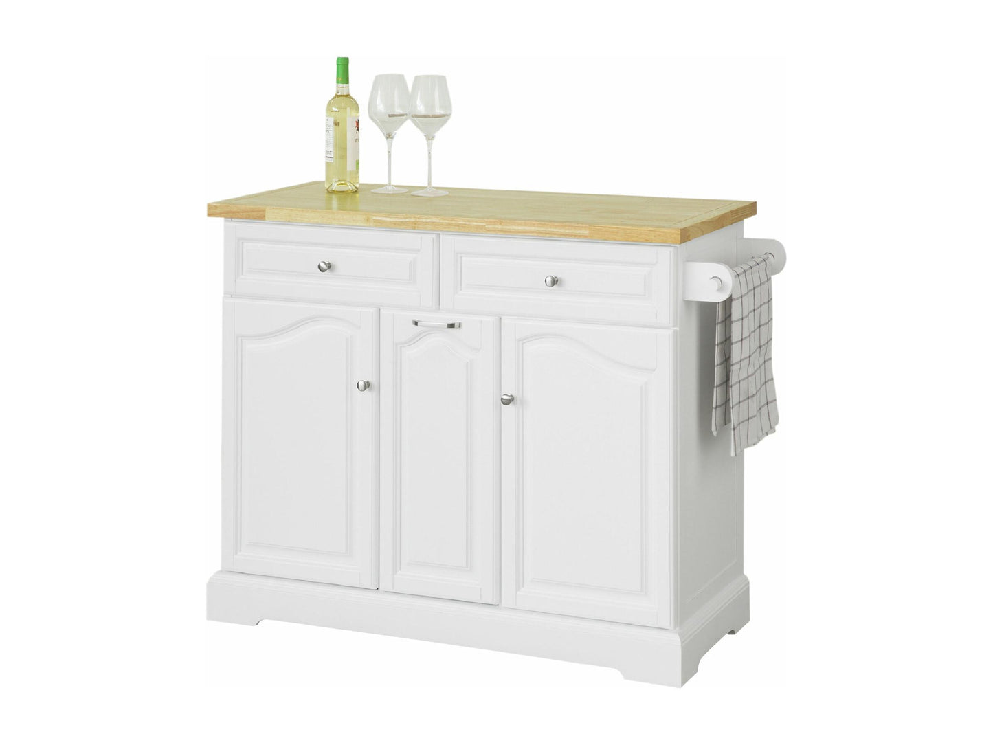 SoBuy Ilot de cuisine avec 2 tiroirs 3 armoires