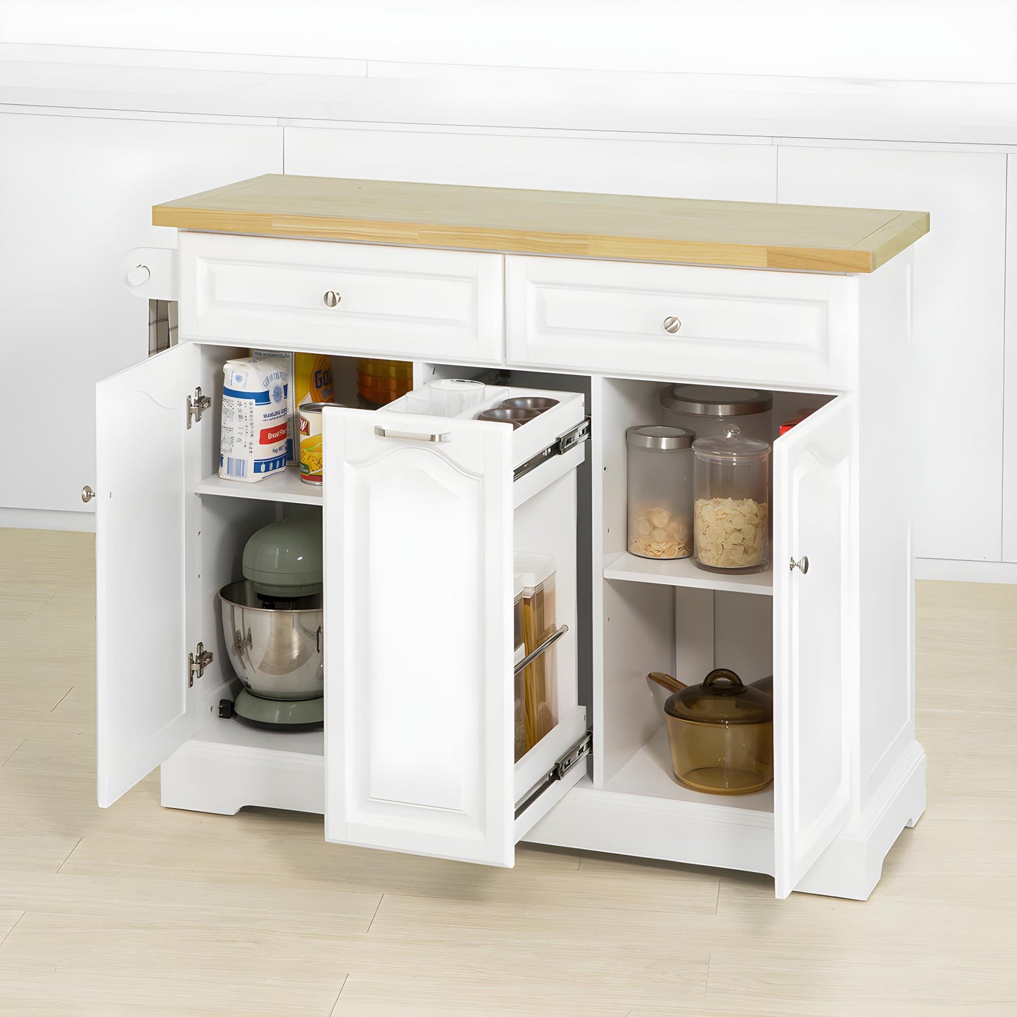 SoBuy Ilot de cuisine avec 2 tiroirs 3 armoires