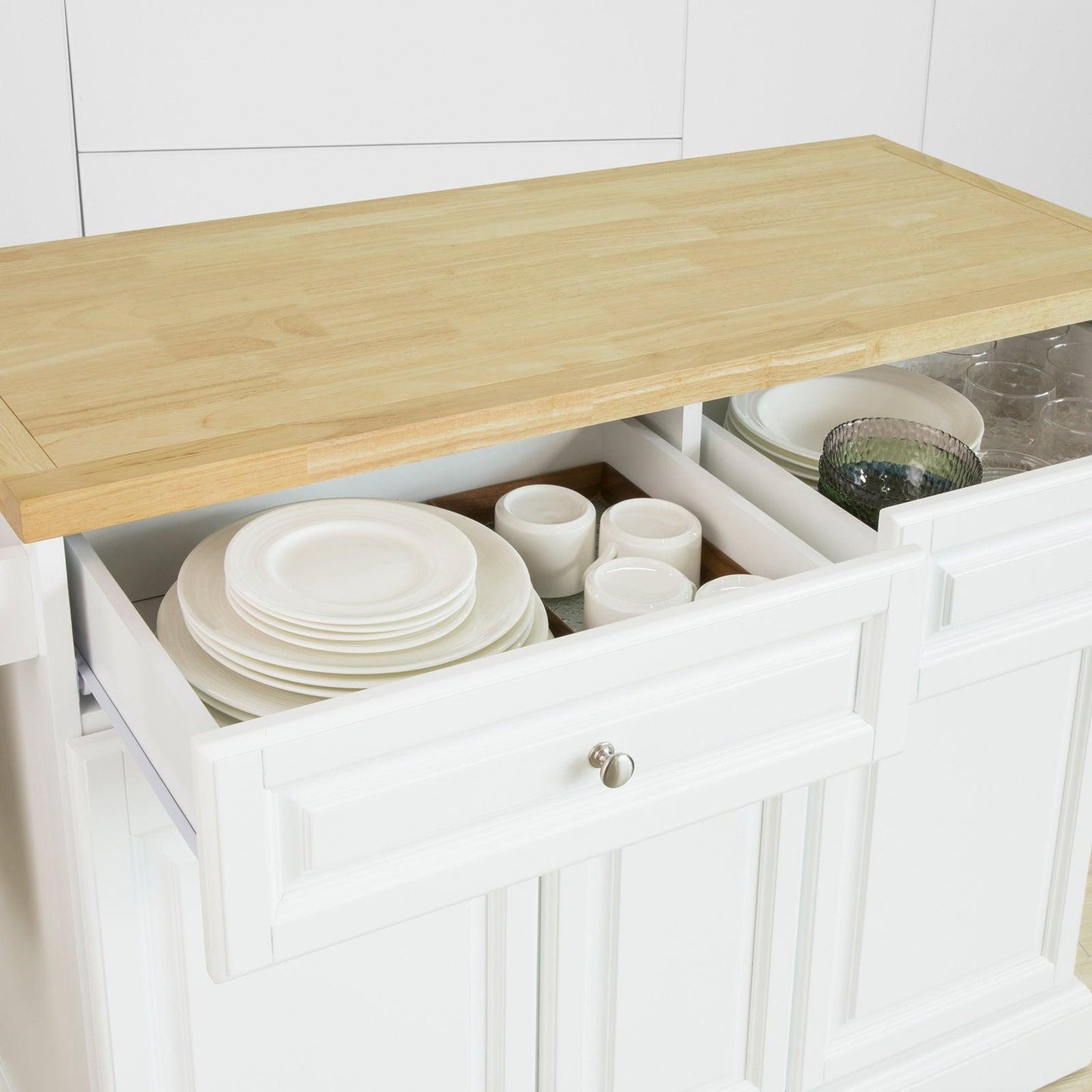 SoBuy Ilot de cuisine avec 2 tiroirs 3 armoires