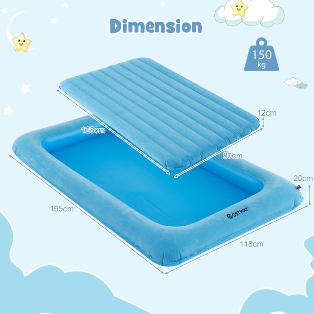 Matelas gonflable Coast - PVC + ouate - Bleu - Max. 150 kg - 165x118x20 cm