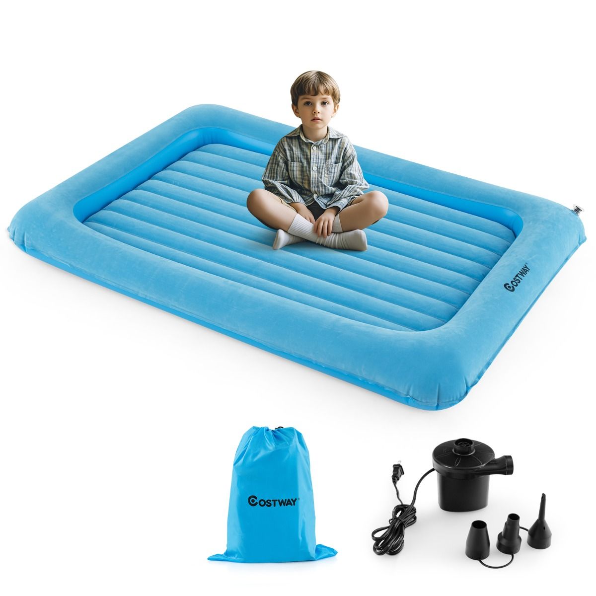 Matelas gonflable Coast - PVC + ouate - Bleu - Max. 150 kg - 165x118x20 cm