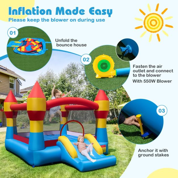 Coast Bouncy Castle 3-in-1 - Gonflable - Toboggan - Soufflerie 550 W