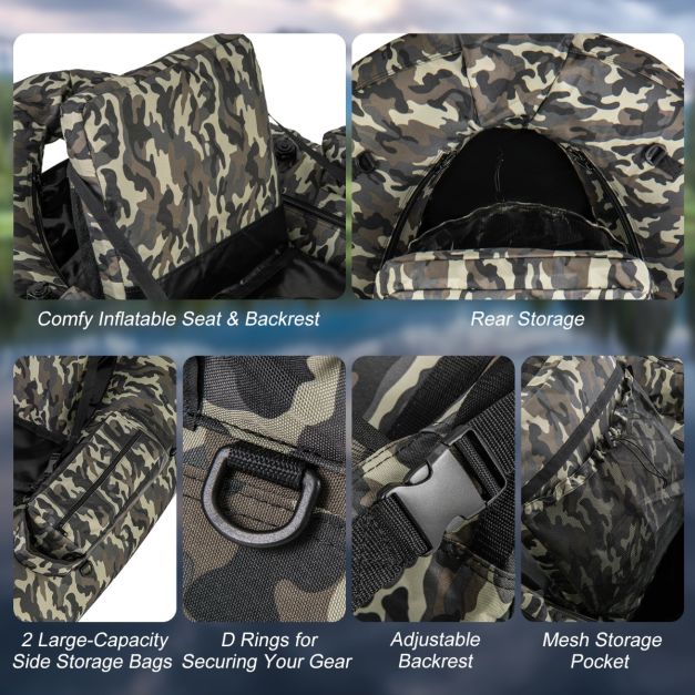 Bateau de pêche gonflable Coast - Max. 150 kg - Camouflage - PVC - 146x109x44 cm