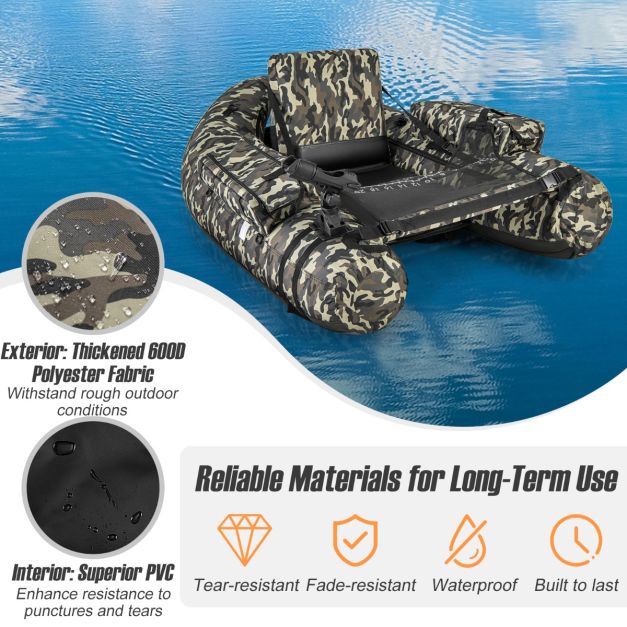 Bateau de pêche gonflable Coast - Max. 150 kg - Camouflage - PVC - 146x109x44 cm