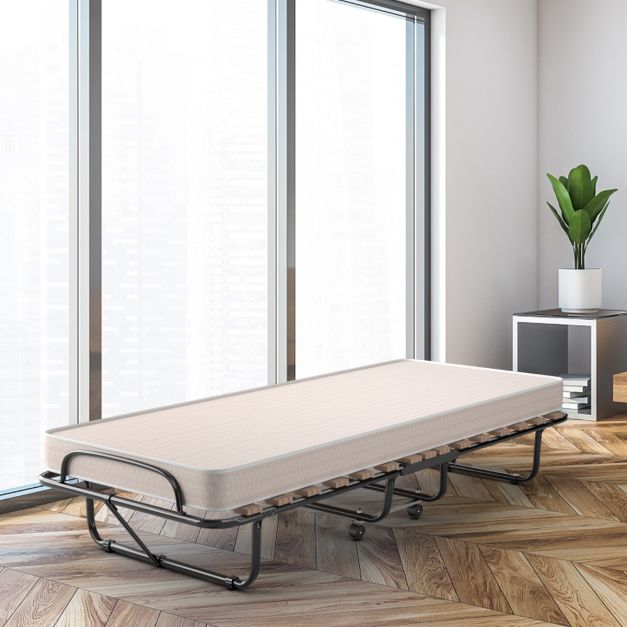 Lit Coast - Pliable - Jusqu'à 120kg. - Matelas à mémoire de forme inclus - 80 x 190 x 39 cm - Beige
