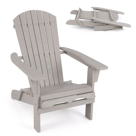 Chaise Adirondack Coast - Pliable - Bois - Ergonomique - Haut dossier - 89 x 71 x 94 cm - Gris
