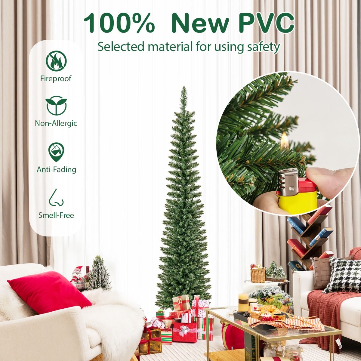Coast Artificial Christmas Tree with 390 Branches - 180 Warm White LED Lights - 180 cm de haut - Vert