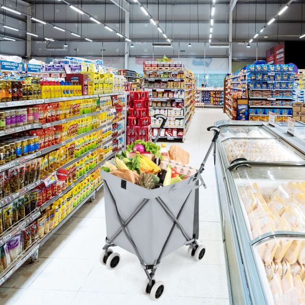 coast Chariot de shopping - Pliable - 90 litres - 66 x 46 x 94,5 cm - Gris