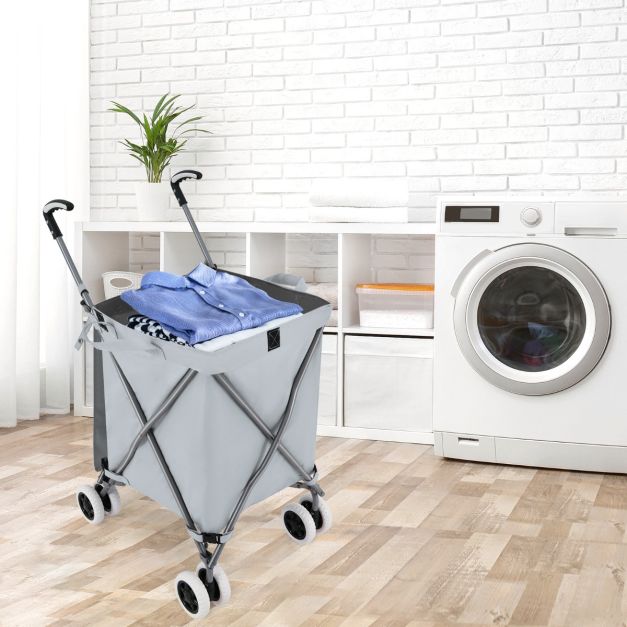 coast Chariot de shopping - Pliable - 90 litres - 66 x 46 x 94,5 cm - Gris