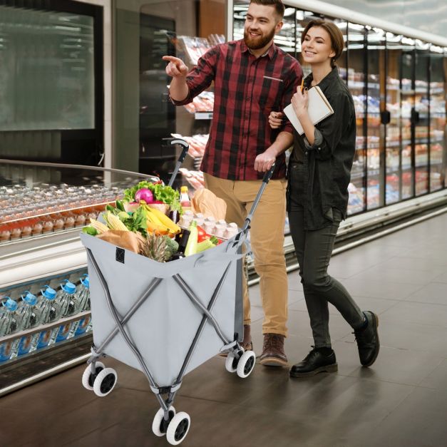 coast Chariot de shopping - Pliable - 90 litres - 66 x 46 x 94,5 cm - Gris