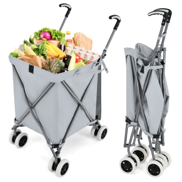 coast Chariot de shopping - Pliable - 90 litres - 66 x 46 x 94,5 cm - Gris