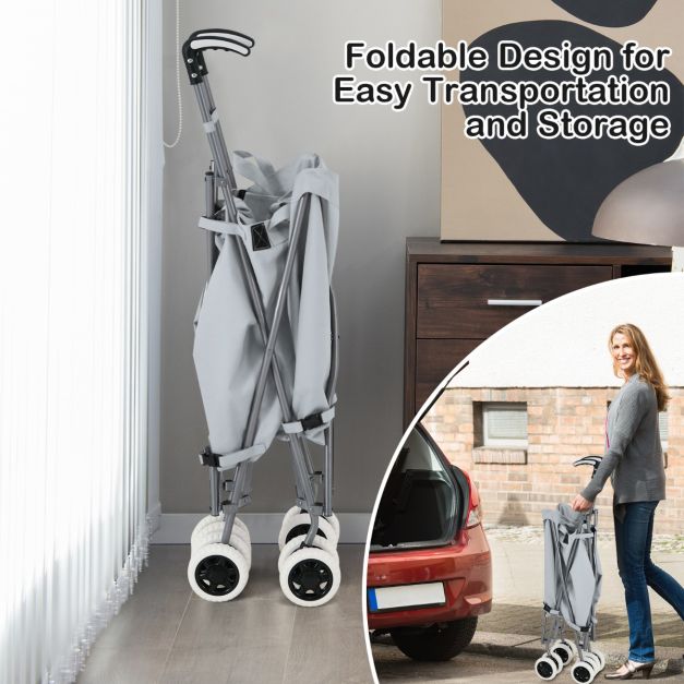 coast Chariot de shopping - Pliable - 90 litres - 66 x 46 x 94,5 cm - Gris