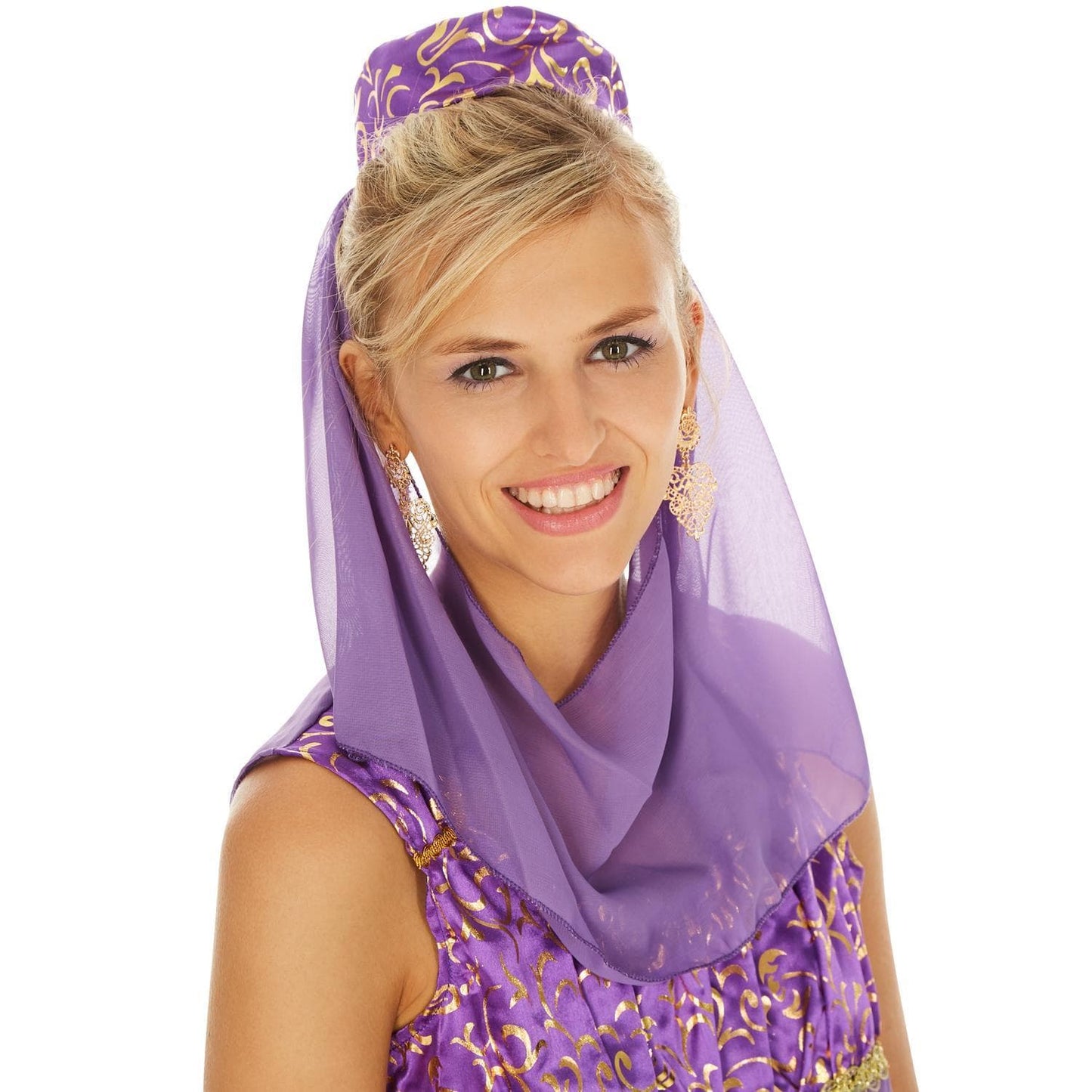 Costume envoûtant de femme orientale en mousseline de soie et satin - taille M - violet
