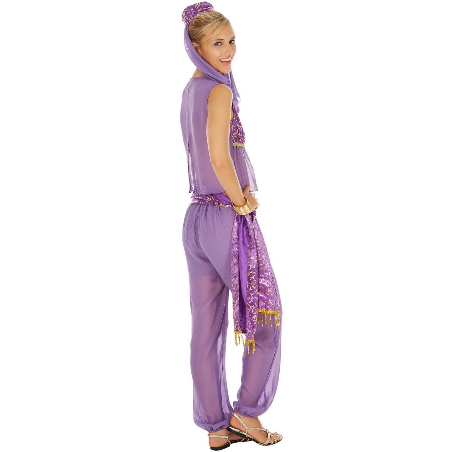 Costume envoûtant de femme orientale en mousseline de soie et satin - taille M - violet