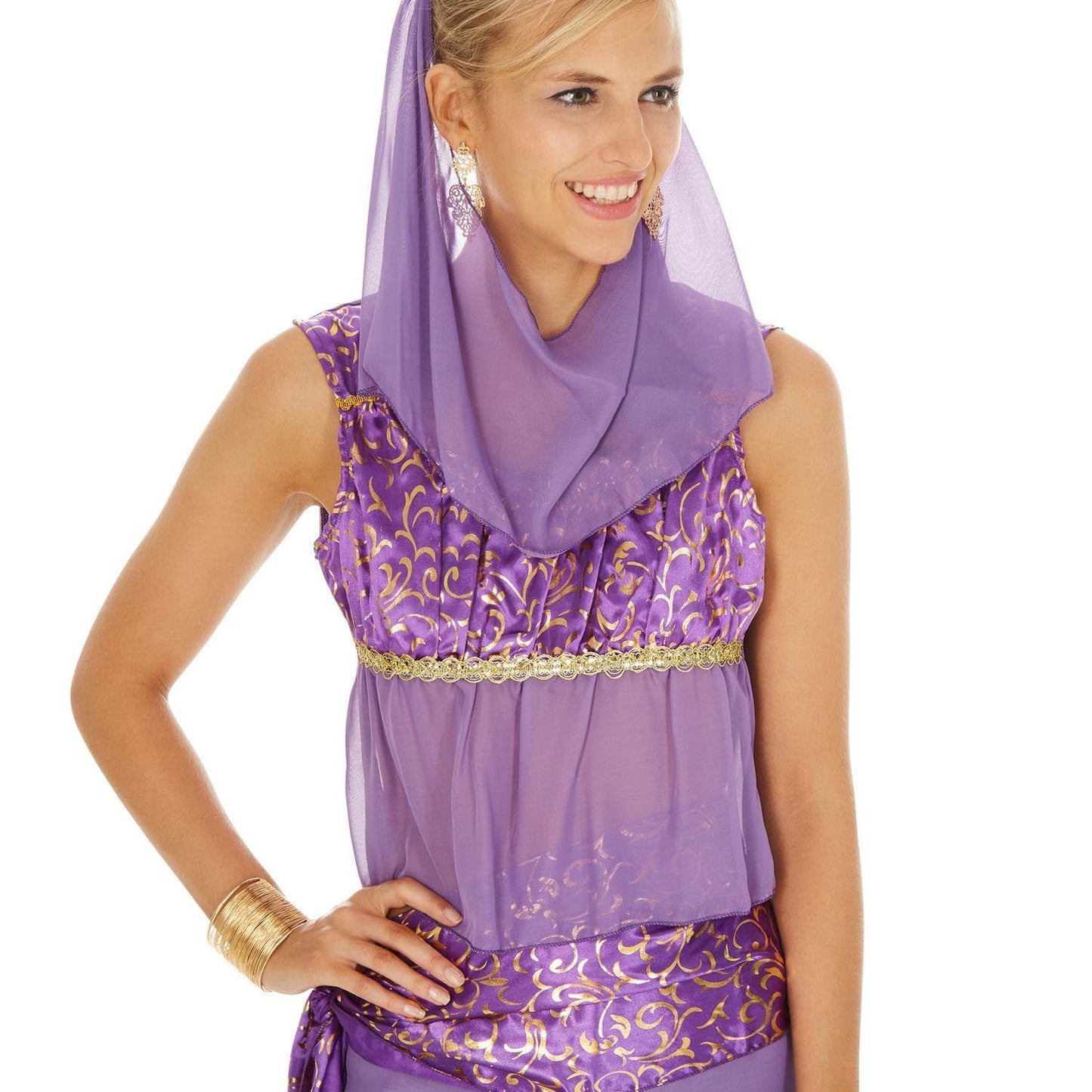 Costume envoûtant de femme orientale en mousseline de soie et satin - taille M - violet