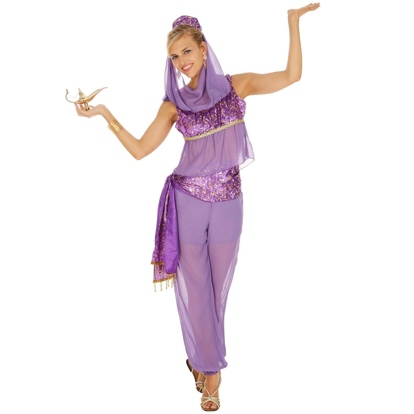 Costume envoûtant de femme orientale en mousseline de soie et satin - taille M - violet