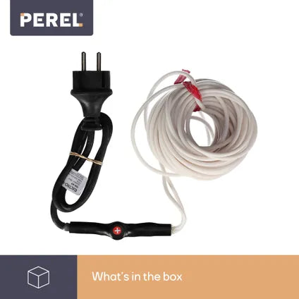 Perel Câble de protection contre le gel - équipé d'un thermostat automatique, d'un boîtier étanche Ip68 et de trois niveaux de chaleur - pour les conduites d'eau et les canalisations - polyéthylène blanc - douze mètres