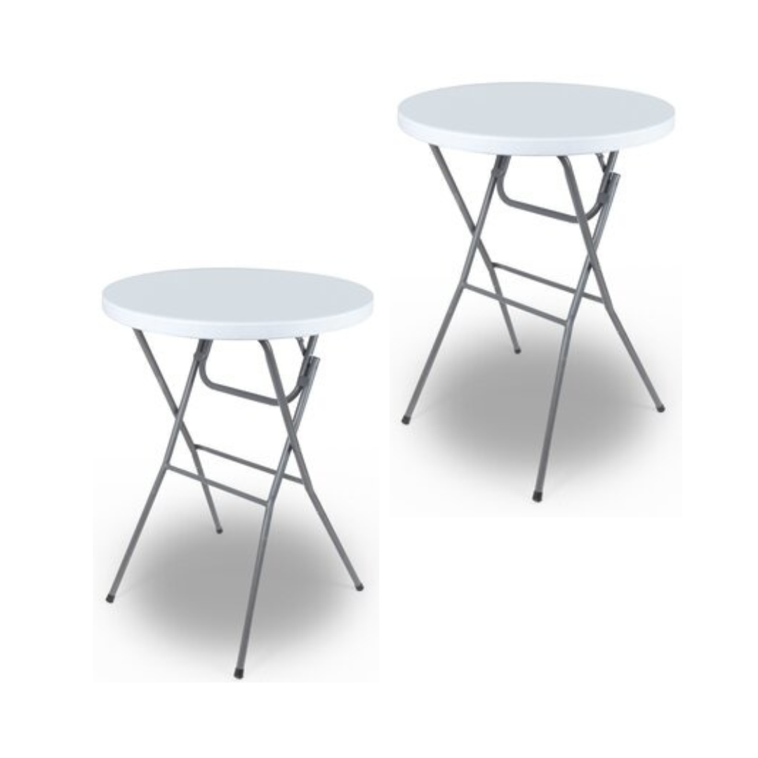 Table de fête Garten- 2 pièces - robuste et résistante aux intempéries - 80cm de diamètre x 110cm de haut - pliable - blanc