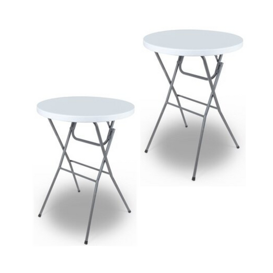 Table de fête Garten- 2 pièces - robuste et résistante aux intempéries - 80cm de diamètre x 110cm de haut - pliable - blanc