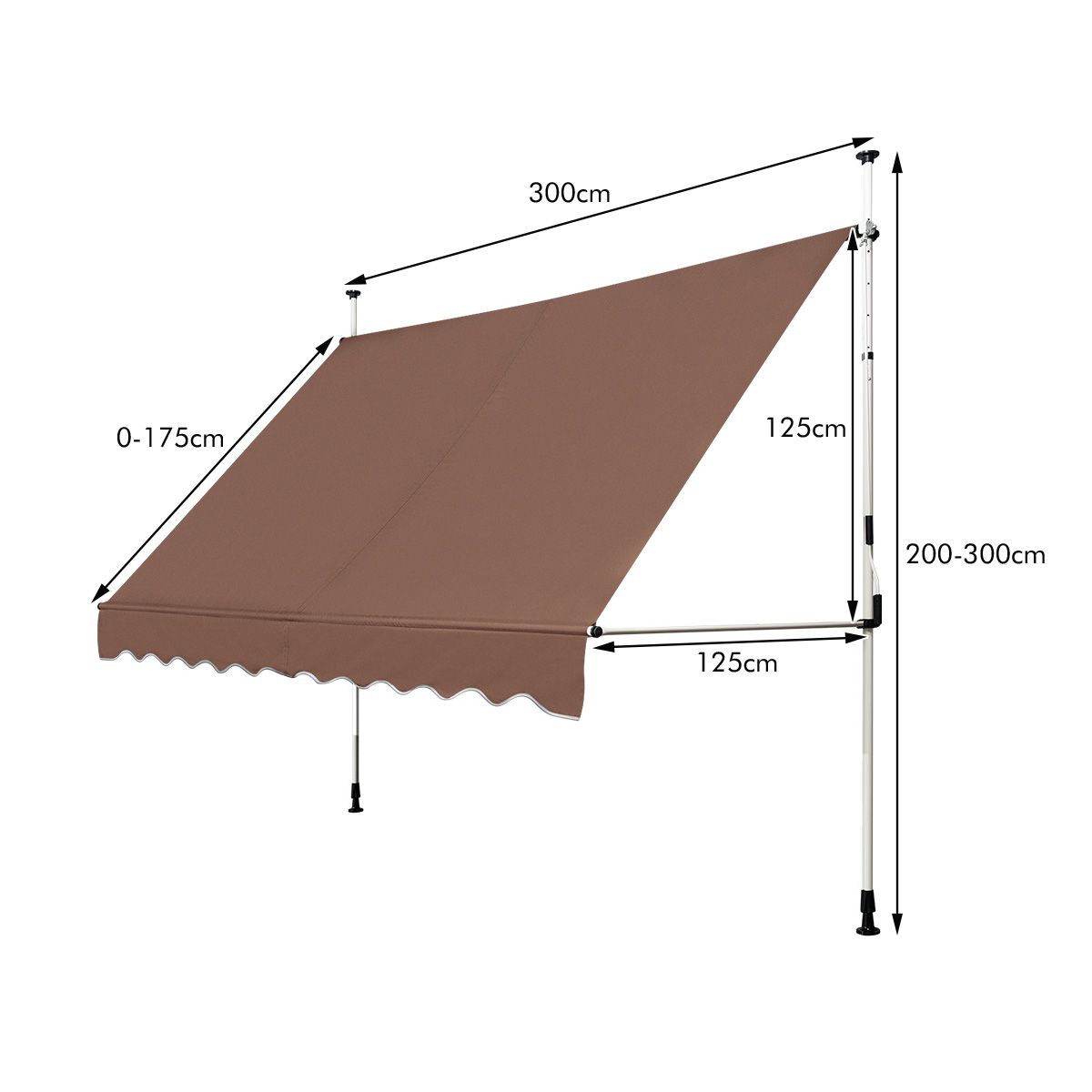 Store Coast 300x120 cm Hauteur réglable Marron - Store extensible pour balcon, terrasse ou fenêtre